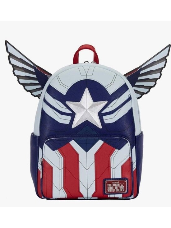 Loungefly Marvel Falcon Winter Soldier Captain America Cosplay Bag Backpack NWT